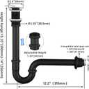 Bathroom Sink Stopper Bottle Trap, U-Shape 1-1/4 inch Slip Inlet Drain Complete Kit, Lavatory Sink Stopper Set NO Overflow, Matte Black, Pls Measure ur Sink Hole Size Before Order