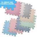 Tamiplay EVA Foam Play Mat, 36 Tiles Colorful Baby Play Mat, Square Kids Playmat with Solid Colored, 0.4" Thickened Interlocking Foam Floor Tiles, Puzzle Play Mat for Baby Lying, Playing