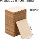 100 Pcs Unfinished Wood Pieces Blank Wood Squares Round Corner for Painting Writing Carving Letter Scrabble DIY (2.08 x 1.37 Rectangle)