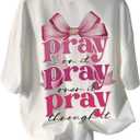 RoseSeek Girl's Bowknot Letter Graphic Tee Round Neck Short Sleeve Cute Tops Loose T Shirt