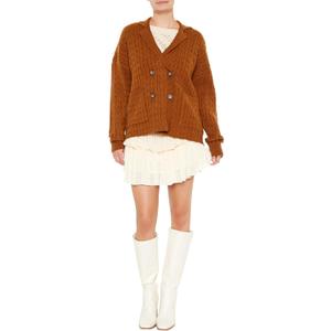 Forever 21 Womens Double-Breasted Cardigan Sweater (X-Large, Brown)