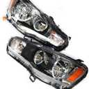 Headlight Assembly for Mitsubishi Lancer EVO X 2008-2017 Halogen Headlight Front Clear Headlights Black Housing Color (Driver + Passenger Side)
