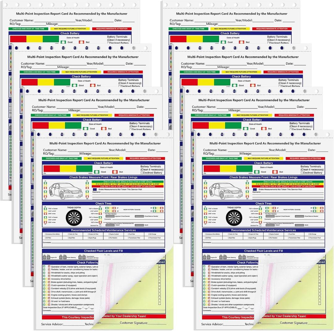 Gilprop 400 Set Small Driver Multi Point Inspection Form Vehicle Annual Checkup Detailed 2-ply Carbonless Vehicle Dot Inspection Form Easy Tear Out Auto Repair Report for Driver 5.91 x 8.27 Inch