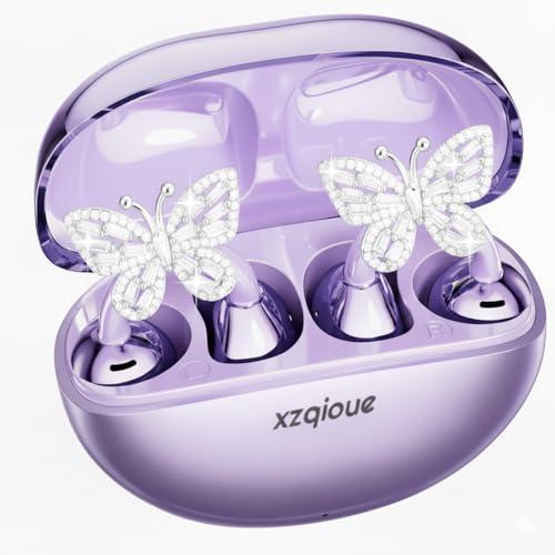 xzqioue Jewelry-Inspired Clip On Earbuds,Comfortable Fit Open Ear Clip-On Headphones,Wireless Bluetooth Ear Cuff Headphones for Women,Mini Wireless Earrings Earbuds for Running, Office, Sport & Gift