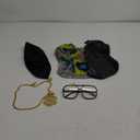 Sumind 6 Pcs 80s 90s Hip Hop Costume Outfit Kit Inflatable Radio Boombox Necklace Ring Sunglasses Hat Rapper Accessories (Black)