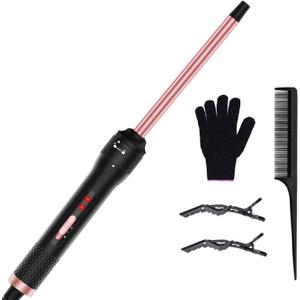 Professional 1/2 Inch Curling Iron, Tiny Curling Wand for Short & Long Hair, Ceramic Small Curling Iron Wand with 2 Temperature, Include Heat Protective Glove, Holiday Birthday Gifts for Women Girl