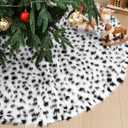 Soulchen 36 Inch Christmas Faux Fur Tree Skirt Black White Faux Fur Tree Skirt Party Supplies Decoration for Home Tabletop Trees Holiday