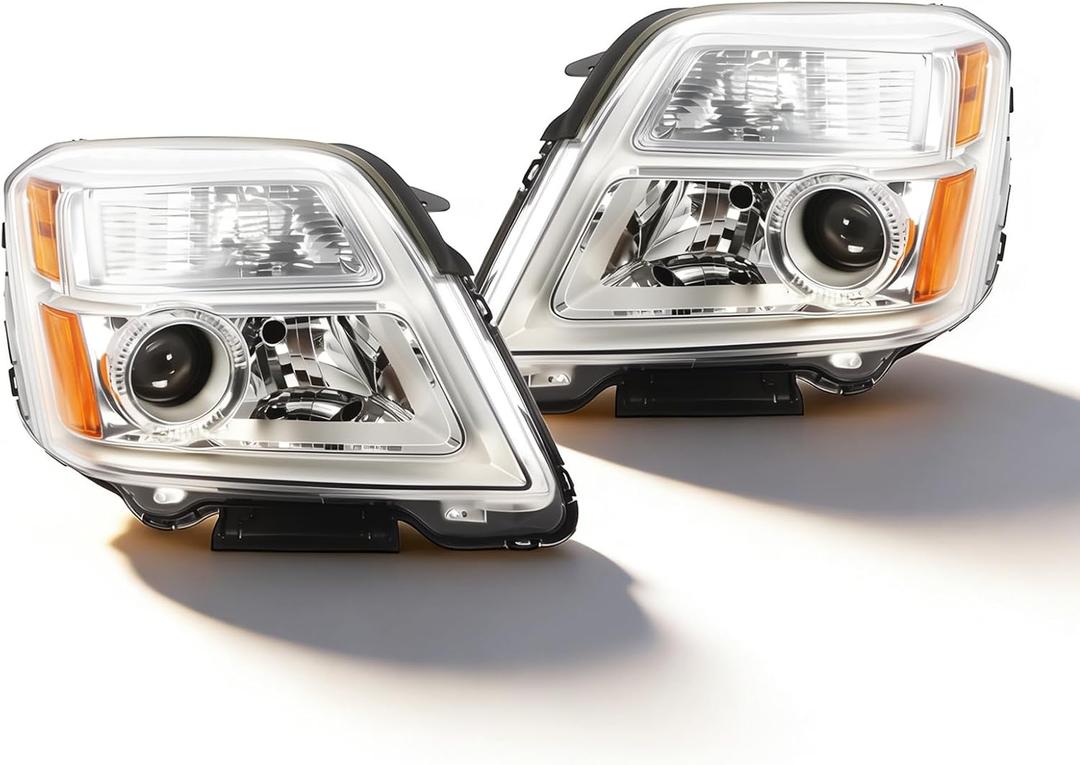 Passenger & Driver Side Headlight Assembly Compatible with 2016-2017 Terrain SLE/SLT Front Left Right Halogen Headlamp GM2502435 GM2503435