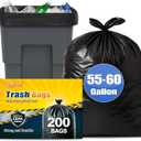55-60 Gallon Black Trash Bags 200 Bags by RayPard Extra Large Multi-Use Heavy Duty Commercial Garbage Bags, Lawn And Leaf Bags, Outdoor Yard Waste Bag, Contractor Workshops Trash Bin Liner