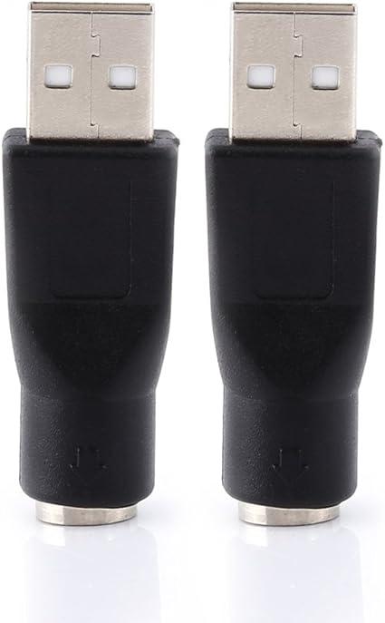 PS2 USB Cable Cord Adapter, 2pcs USB 2.0 A Male to PS/2 Female Adapters Replacement USB Keyboard to PS/2 Adapter Suitable for Keyboard and