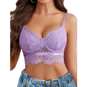 Avidlove Lace Bralettes for Women Y2k Strap Bustier Cami Top V Neck Camisole Lingerie (XX-Large, Lilac)