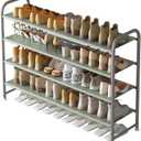 Shoe Rack 4 Tier Long Storage Organizer Wide Metal Shoe Shelf for Closet Entryway Grey