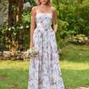 KUTUMAI Women Summer Long Wedding Guest Dress Floral Maxi Corset Sundress (M)