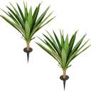 Velener Artificial Agave Plants Outdoor with Ground Spike, Set of 2 UV Resistant Fake Plants, Large Realistic Faux Succulents Plants for Indoor Outdoor Front Porch Garden-22 Inches
