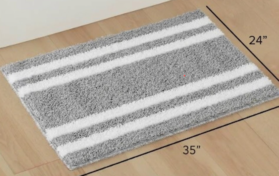 2 pcs Striped Heathered Bath Rugs Extra Soft and Absorbent Microfiber Bath Rugs, Quick Dry Machine Washable Bath Mats for Bathroom Floor, Tub and Shower, Home Decor Accessories, 24"x35", Grey