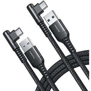 AINOPE USB C Cable Right Angle (1-Pack,10ft) 3.1A Type C Charger Fast Charging, Resistant Nylon Braided USB A to USB C Charger Cable (Black)