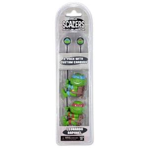 NECA Scalers - 2" Characters - TMNT "Leonardo" And "Raphael" Toy Figures With Custom Earbuds 2 Pack