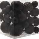 Christmas Ball Ornaments Black Christmas Tree Decorations with Hang Rope-36pcs Shatterproof Christmas Ornaments Set with 6 Styles in 3 Sizes(Small Medium Large)