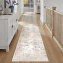 2x7 Washable Runner Rug Beige Grey Abstract Non Slip Soft Low Pile Hallway Kitchen Rug Neutral Modern Carpet for Laundry Bathroom Bedroom Living Room Home Decor