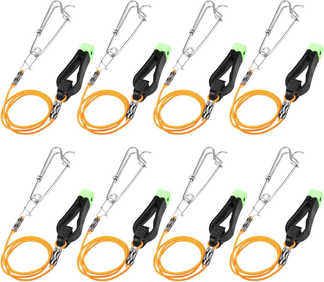 8 Pcs Fishing Downrigger Release Clips Release Snap Weights Clips with Downrigger Line for Offshore Fishing Planer Board Weight Kite Trolling, 17"