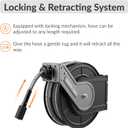 Giraffe Tools Pressure Washer Hose Reel with 60ft Replaceable Hose, Power Washer Retractable Hose Reel, Heavy Duty, Wall/Floor Mounted, 4000 PSI