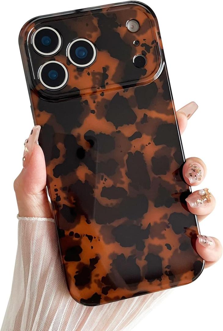 Compatible with iPhone 17 Pro Max Case, Tortoise Shell Retro Amber Brown Cheetah Print Leopard, Fashion Soft TPU Protective Case for Women Compatible with iPhone 17 Pro Max 6.9 '', Color1