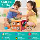 Large Activity Cube, 9-in-1 Farm-Themed Wooden Play Center, Multipurpose Montessori Toy for 1-2 Year Old Baby Toddler Kid, First Birthday Gift | Bonus Magnetic Train Cars