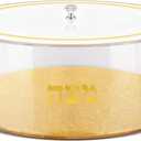 13.5 Inch Judaica Matzah Box with Cover Round Acrylic Matzah Holder with Lid Passover Gold Box for Pesach Seder Table