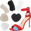 ONUEMP Shoe Inserts for Women, Non Slip Heel Pads for Shoes and Metatarsal Pads, Gel High Heel Protectors Grips Ball of Foot Cushions, Shoe Insoles Filler Liners for Too Big Shoes, Blister Prevention (Black-khaki-clear Grips)