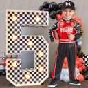 Marquee Numbers Race Car Birthday-Decorations: 3ft Large Fast One Party Decor Boy 5th 15th Big Light Up Cardboard Number 5