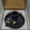 4 in 1 Marble Incense Holder, Natural Marble Incense Burner for Meditation, 9 Incense Holes Suitable for Most Incense Types (Black)