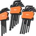 Mutt Tools 35pc Long Allen Wrench Set and Star Key Set  Includes Star, Metric and Standard SAE  Long Arm Ball End Hex Key and Security Torx