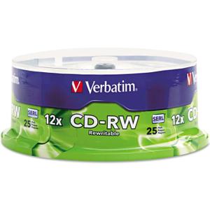 Verbatim CD-RW 700MB 2X-12X Rewritable Media Disc - 25 Pack Spindle