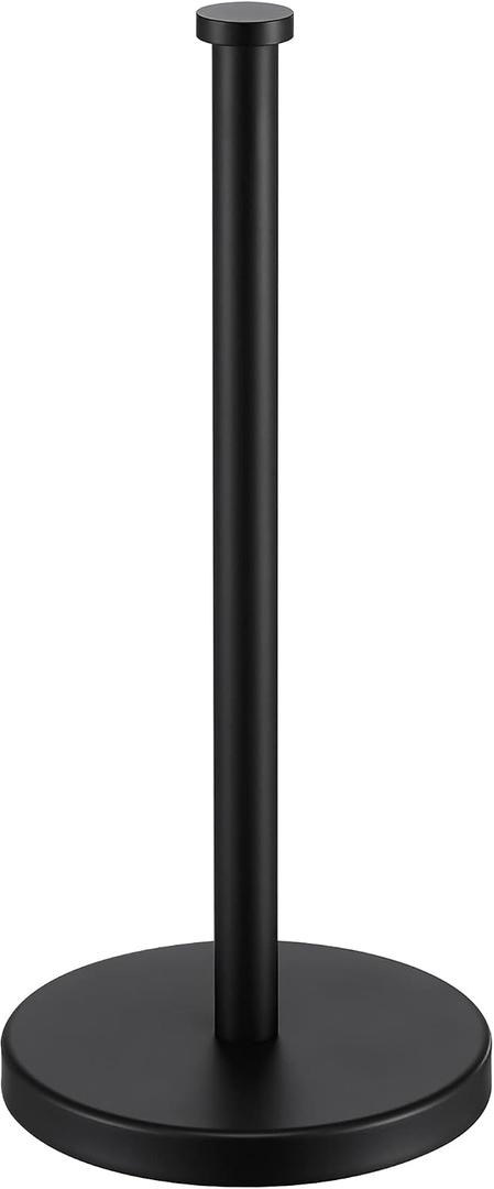 KES Black Paper Towel Holder Countertop Paper Towel Stand Kitchen Standing Paper Towel Roll Holder with Weighted Base for Standard or Mega Rolls SUS304 Stainless Steel Matte Black, KPH202S14B-BK