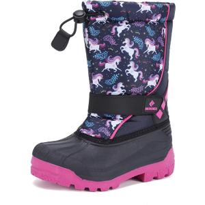 CIOR Kids Snow Boots for Boys Girls Toddler Winter Outdoor Boots Waterproof with Fur Lined(Toddler/ Little Kids) Du Black-27/ 28