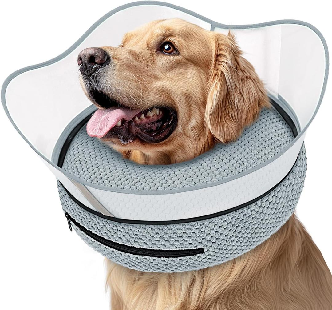 Supet Raised Inflatable Dog Cone Alternative Collars for After Surgery, Dog Donut Collar After Surgery, Soft Pet Cone for Dogs to Stop Licking Large