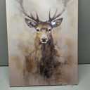 LYUNSHUO Deer Canvas Wall Art Vintage Elk Watercolor Pictures Wall Decor Rustic Farmhouse Wild Animal Painting Framed Artwork for Office Home Decor,Stretched and Framed Ready to, 24"L x 16"W