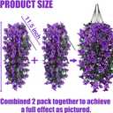 Sggvecsy Artificial Fake Hanging Flowers Plants for Outdoor Outside Spring Summer Decoration 2PCS Faux Silk UV Resistant Realistic Morning Glory Trailing Vines for Home Porch Patio Balcony(Purple)