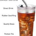 MNZZ 16oz Glass Tumbler with Lid and Straw, Reusable Iced Coffee Cup for Cold Drinks, Smoothie and Tea, Clear Drinking Cup for Home or Office Use