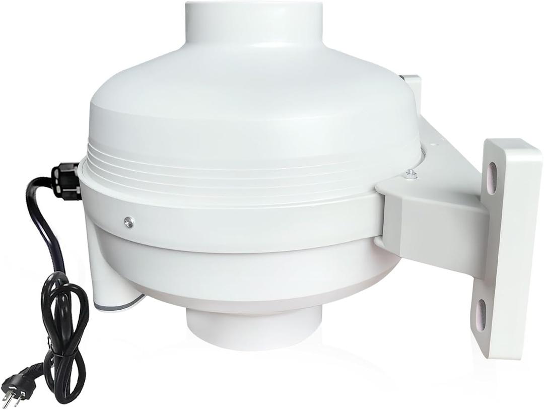 4 Inch Radon Fan, Quiet 2 Speed 260/188CFM Radon Mitigation System Inline Duct Fan IP67 Waterproof, High Airflow Exhaust Fan for Indoor Outdoor Air Ventilation