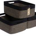Large Storage Baskets for Shelves, Closet Organizers Bins for Clothes Blanket Towels, Baby Nursery, Toy Baskets Box, Woven Rope Baskets, 17" x 13" x 7.5", 3 Packs Woven Brown