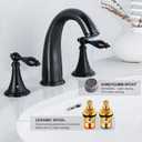 SaniteModar Matte Black Bathroom Sink Faucet,Brass Bathroom Faucet 3 Hole,Widespread Bathroom Faucet for Sink 3 Hole,2 Handles Design with Water Supply Lines