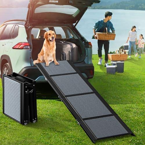 Dog Ramp for Car, 63" Extra Long & 17" Wide Pet Ramp, Portable Foldable Dog Car Ramp for Medium & Large Dogs, with Non-Slip Rug Surface, Up to 250LBS Enter a Car, SUV (Upgraded 63" L x 17.3" W)