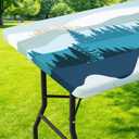 Moosfor Rectangle Fitted Table Cloth, Waterproof Spandex Elastic Tablecloths, Fits for 6 Foot Folding Tables, Stretch Washable Table Cover for Picnic, Camping, Outdoor (Forest, 30"x72")