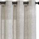 Vangao Linen Stripe Black Curtains Tickingstripe Light Filtering Window Curtains Pinstripe Printed on Beige Drapes 96 Inches Long for Living Room Bedroom Dorm 2 Panels, 50"W x 96"L