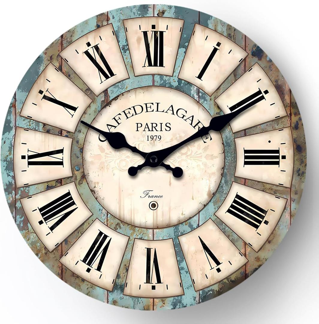Large Wall Clocks for Living Room Decor 16 Inch Round Decorative Clocks for Walls Non Ticking Wall Clock Battery Operated(No Solid Wood, It is with MDF Material)