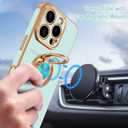 Hython for iPhone 16 Pro Max Case with Ring Stand, 360 Rotatable Ring Holder Magnetic Kickstand, Plating Rose Gold Edge Soft Cover Protective Phone Case for iPhone 16 Pro Max 6.9", Mint