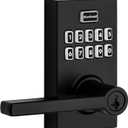 Kwikset 99170-004 SmartCode 917 Keypad Keyless Entry Contemporary Residential Electronic Lever Lock Deadbolt Alternative with Halifax Door Handle and SmartKey Security, Matte Black