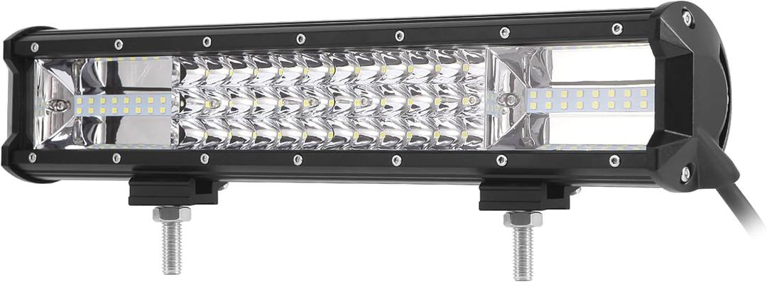 New 16 Inch 216W Tri Row Offroad High Power Chips LED Light Bar Driving Work Lights for FJ Cruiser Off-Road 4WD 4x4 Tractor Pickup Truck Boat Military Marine UTV Headlight (White)