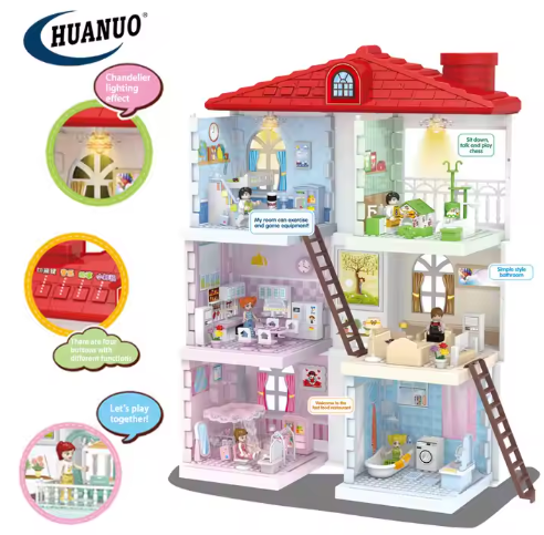 Educational Accessories Doll House with Music&light Plastic Furniture Toys Diy Doll